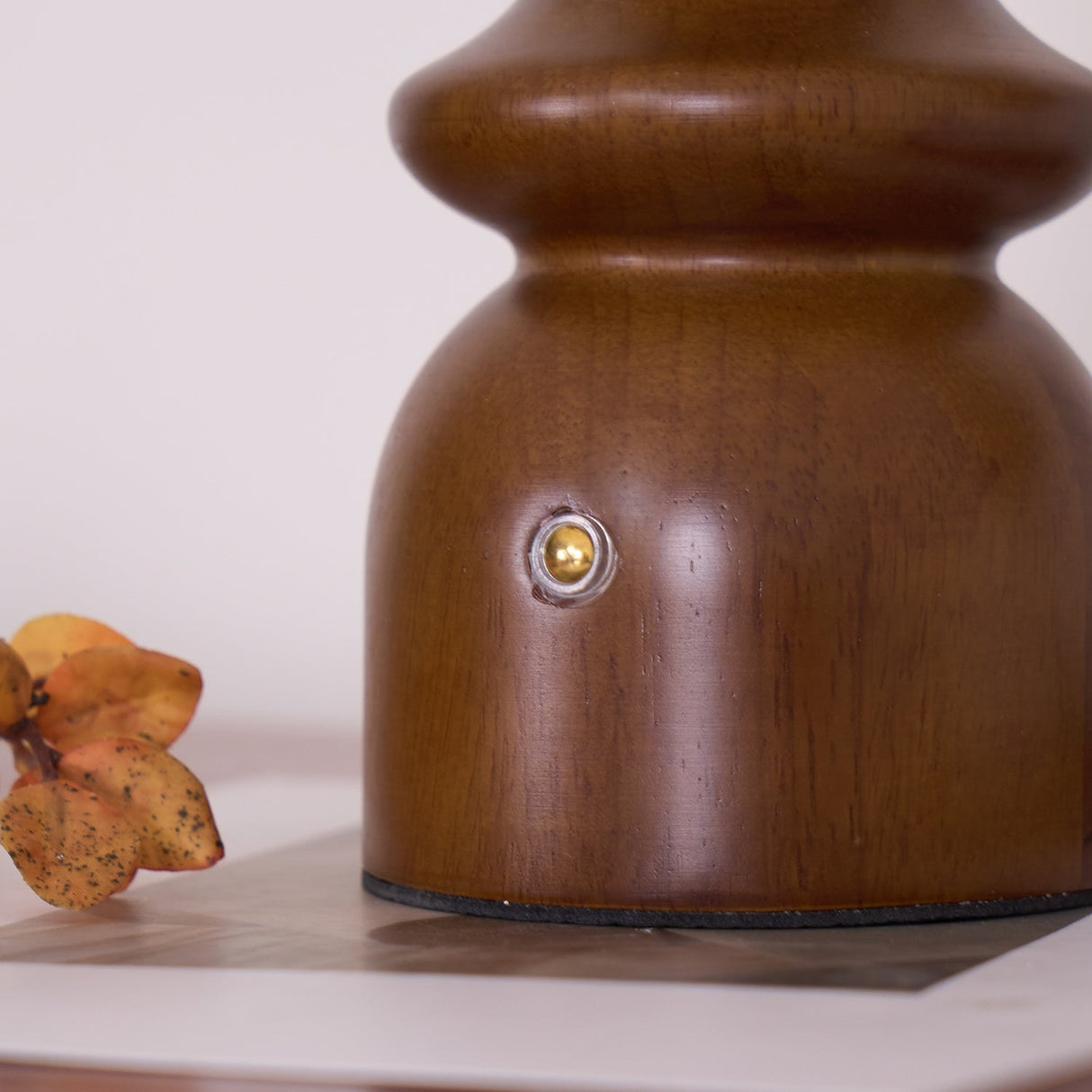 Modern Accent Table Lamp  Amber Glass Dome with Walnut Base - Product detail 11