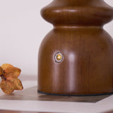 Modern Accent Table Lamp  Amber Glass Dome with Walnut Base - Product detail 11