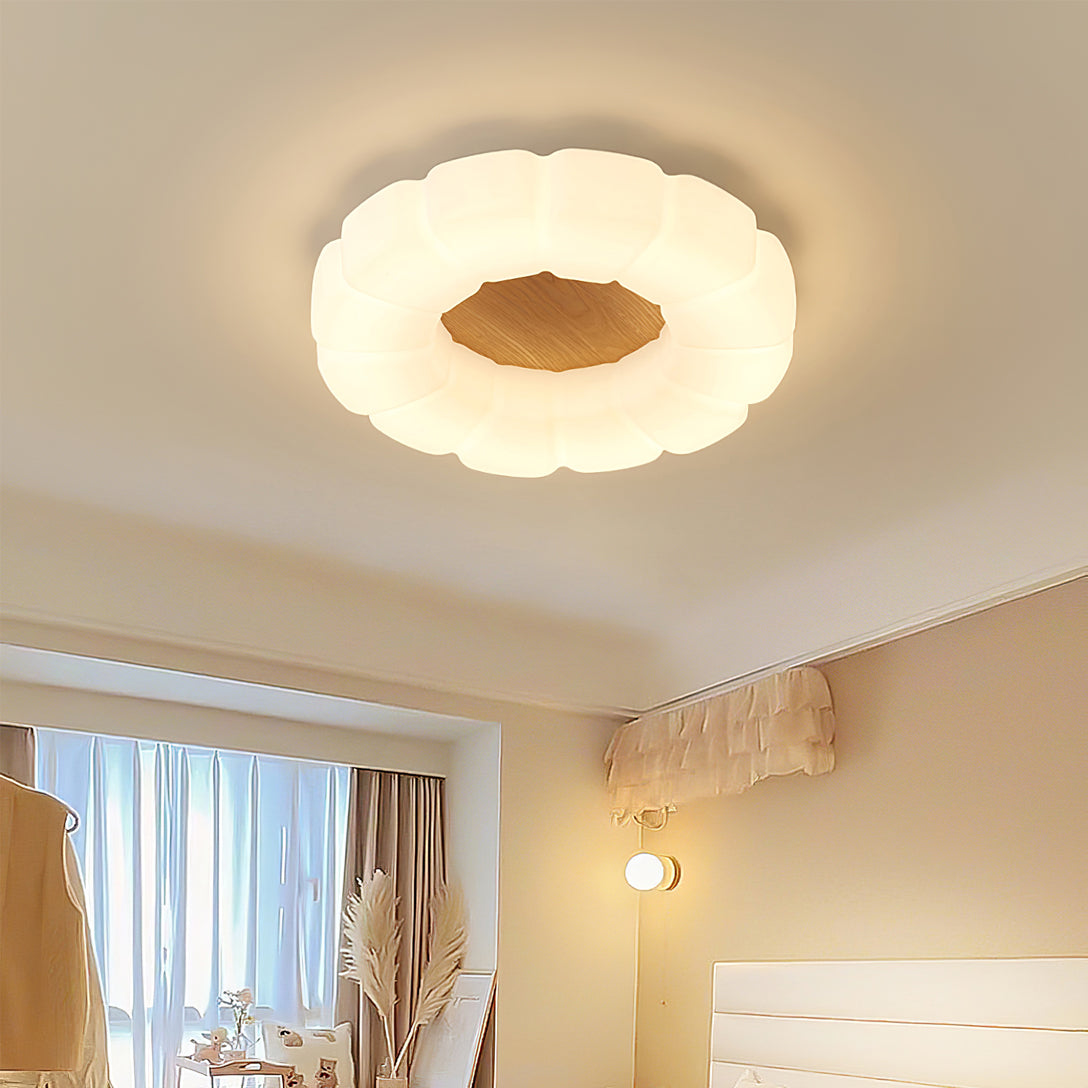 Modern Floral Ceiling Light  White Acrylic Petal Design - Detailed view