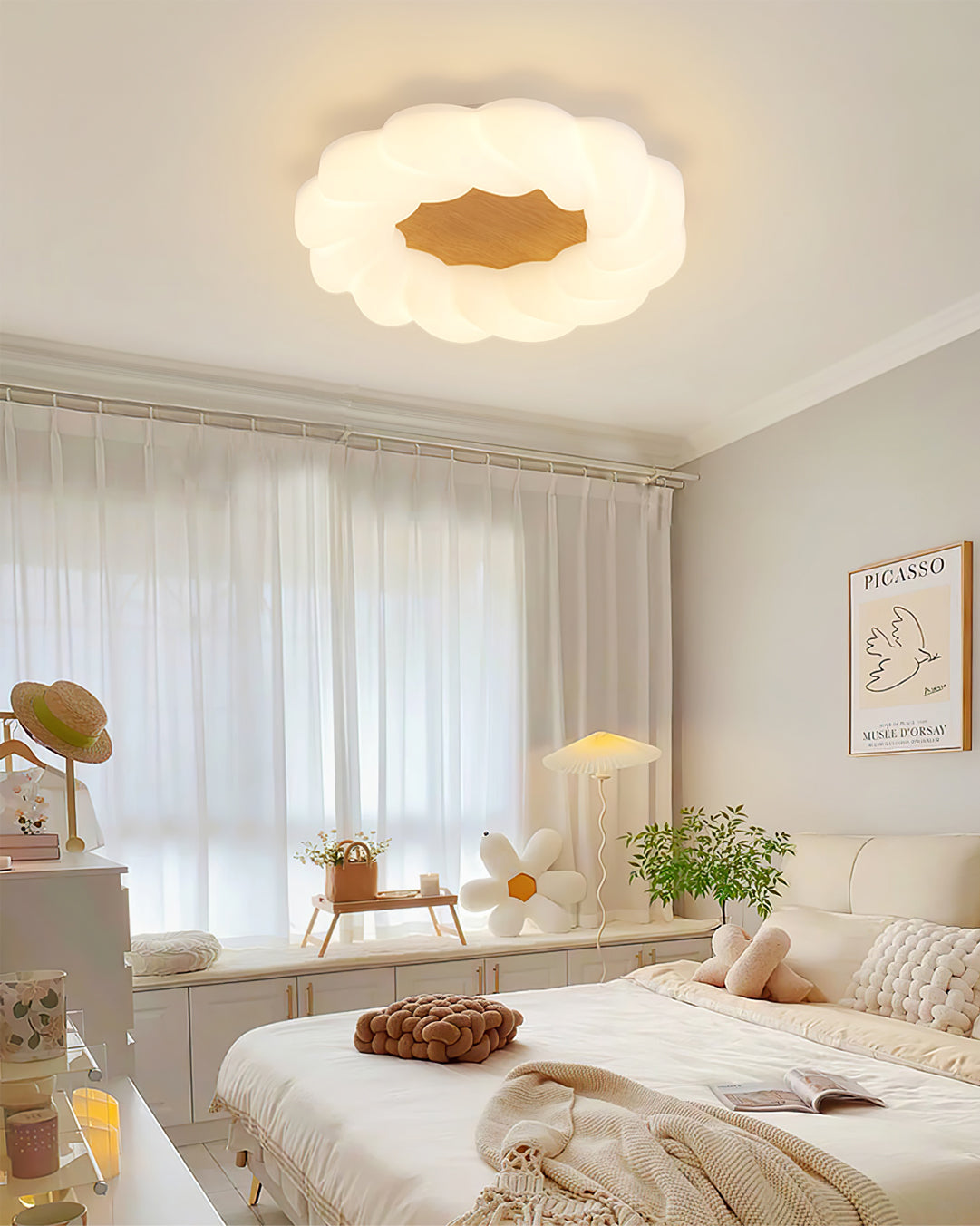 Modern Floral Ceiling Light  White Acrylic Petal Design - Product detail 5