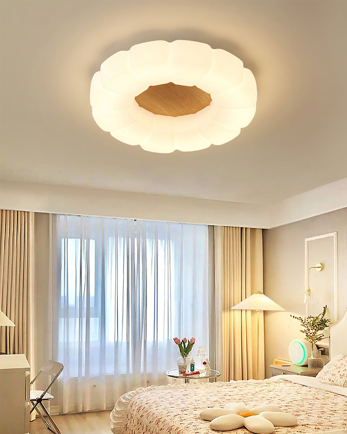 Modern Floral Ceiling Light  White Acrylic Petal Design - Product detail 6