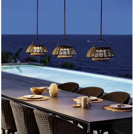 Bamboo Pendant Light  Woven Dome Outdoor Design - Product showcase