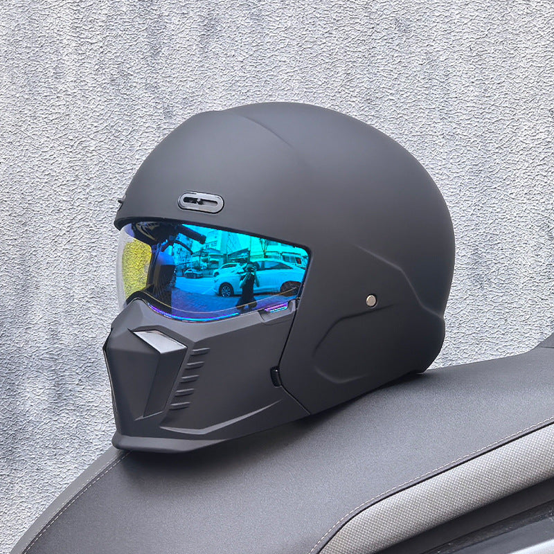 Full Face Motorcycle Helmet  Matte Black Racing Design - Detailed view