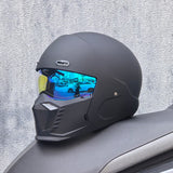 Full Face Motorcycle Helmet  Matte Black Racing Design - Detailed view