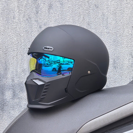 Full Face Motorcycle Helmet  Matte Black Racing Design - Detailed view