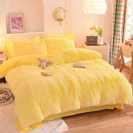 Plush Velvet Bedding Set  Soft Pink Duvet Cover with Pompom Trim - Product detail 28