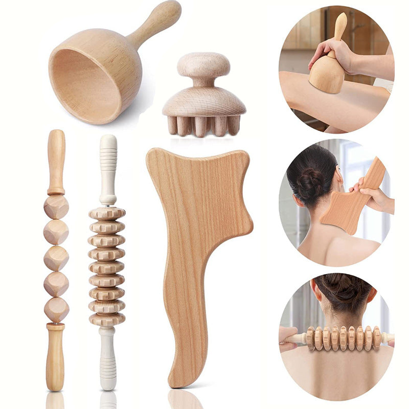 Wood Therapy Massage Set  Natural Body Sculpting Tools - Detailed view