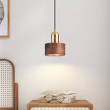 Modern Japanese Pendant Light  Brass Black Cylinder Design - Detailed view
