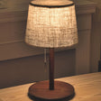 Mid Century Table Lamp  Walnut Wood Base with Linen Shade - Product detail 10
