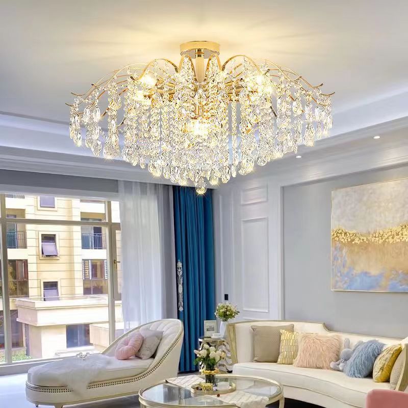 Crystal Ceiling Chandelier  Curved Branch Design with LED Lights - Detailed view
