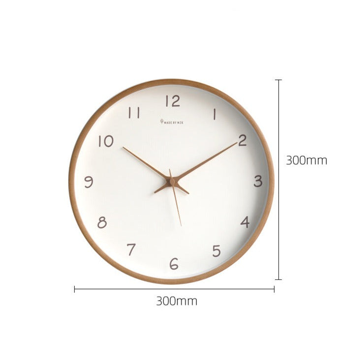 Minimalist Wall Clock  Natural Wood Frame with Rose Gold Numbers - Product detail 6