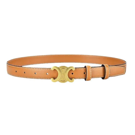 Designer Leather Belt  Gold Double C Buckle - Product detail 9