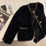 Classic Velvet Jacket  Pearl Button Gold Trim Detail - Product detail 4