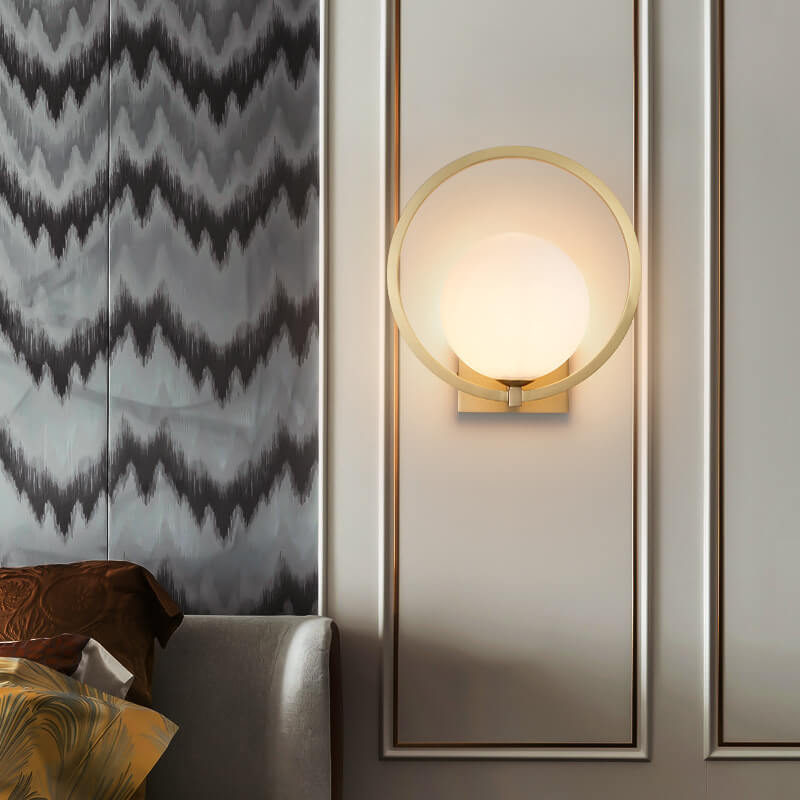 Modern Glass Wall Lamp  Circular Globe Design - Detailed view