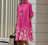 Artistic Cotton Shirt Dress  Black Silhouette Print Design - Product detail 4
