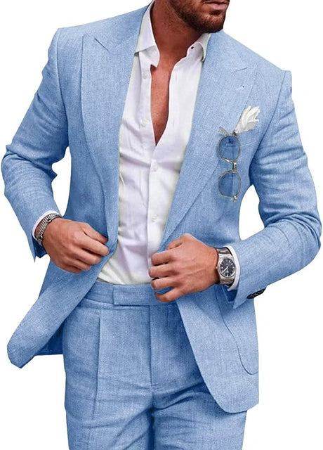 Linen Business Suit  Modern Slim Fit Two-Piece - Product detail 5