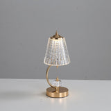 Crystal Table Lamp  Curved Gold Base with Glass Shade - Detailed view