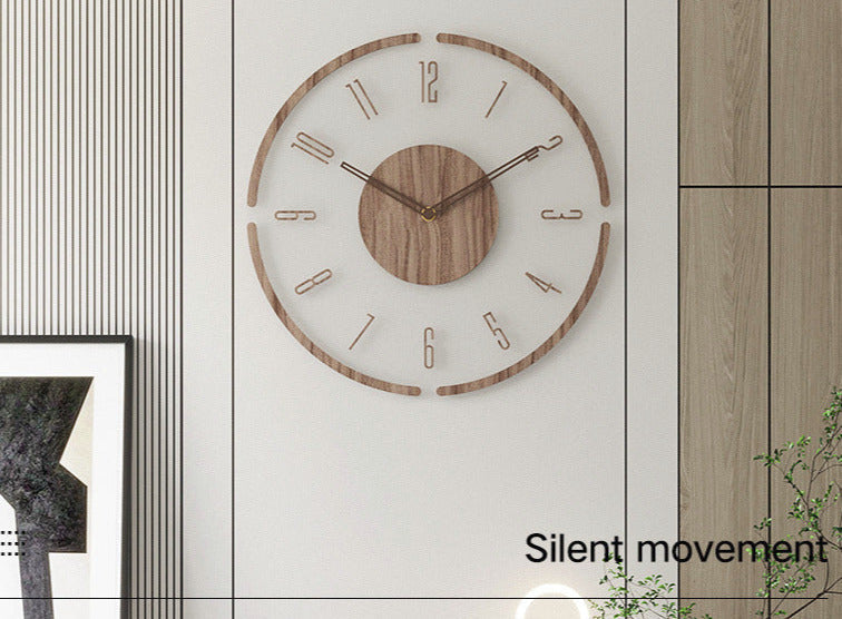 Nordic Wall Clock  Natural Wood Minimalist Design - Detailed view
