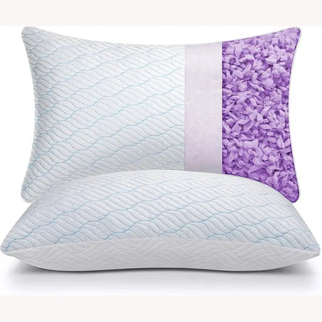 Memory Foam Cooling Pillow  Bamboo Blend Cover With Lavender Infusion - Detailed view