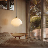 Glass Dome Pendant Light  Tiered Ivory Shade with Brass Accent - Product detail 4