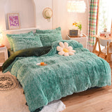 Plush Velvet Bedding Set  Soft Pink Duvet Cover with Pompom Trim - Product detail 32