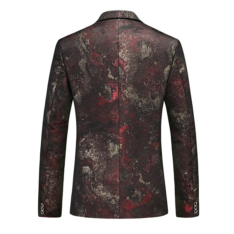 Abstract Pattern Blazer  Red Black Textured Design - Detailed view