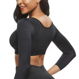 Compression Crop Top Shapewear  Mid Sleeve Support Design - Detailed view
