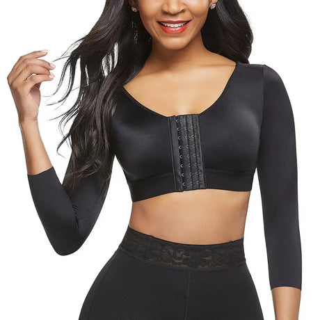 Compression Crop Top Shapewear  Mid Sleeve Support Design - Product showcase