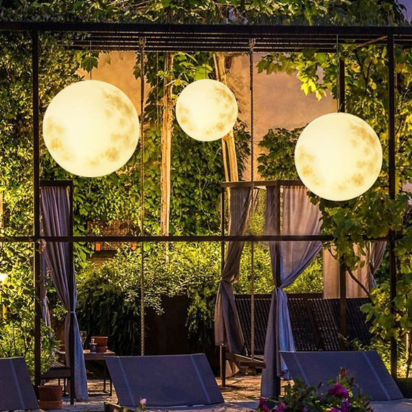 Celestial Garden Light  Weatherproof LED Moon Sphere - Detailed view