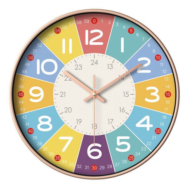 Educational Wall Clock  Rainbow Color Teaching Design - Product showcase