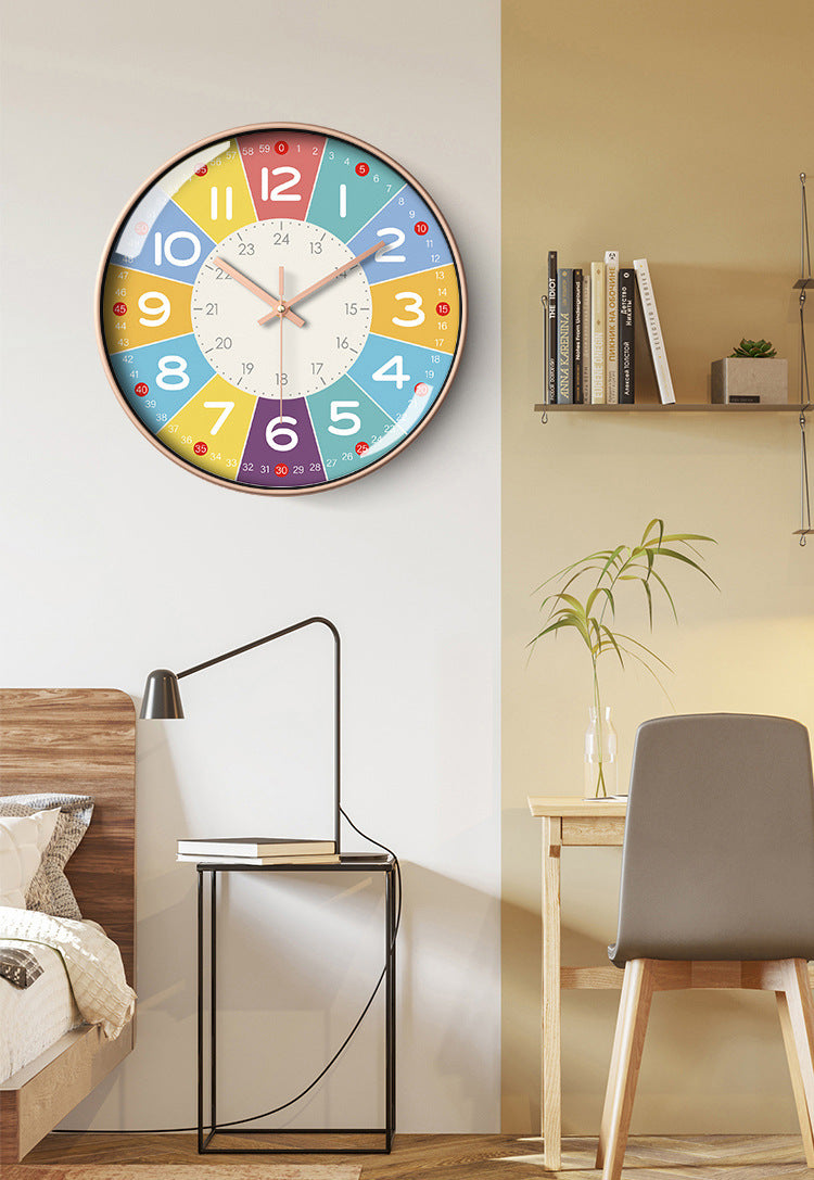 Educational Wall Clock  Rainbow Color Teaching Design - Detailed view