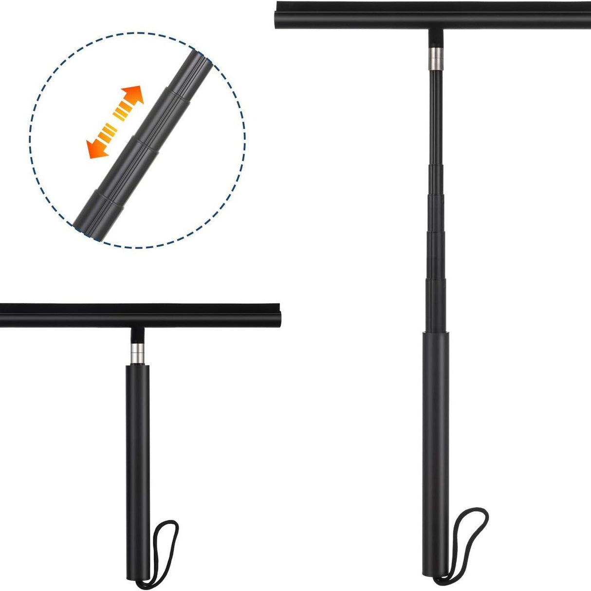 Extendable Glass Squeegee  Telescopic Stainless Steel Design - Detailed view