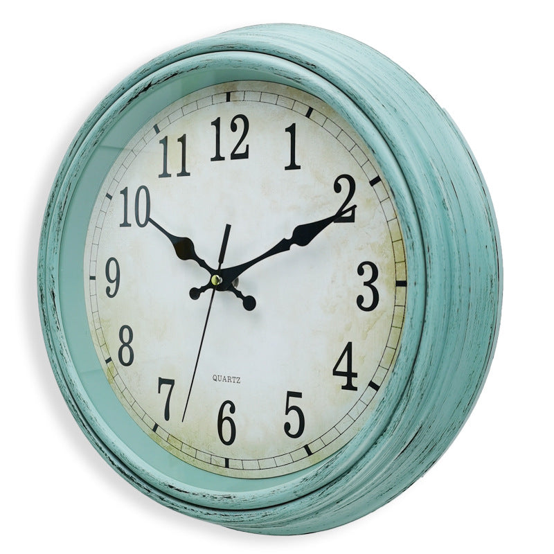 Vintage Wall Clock  Distressed Blue Frame Design - Product example