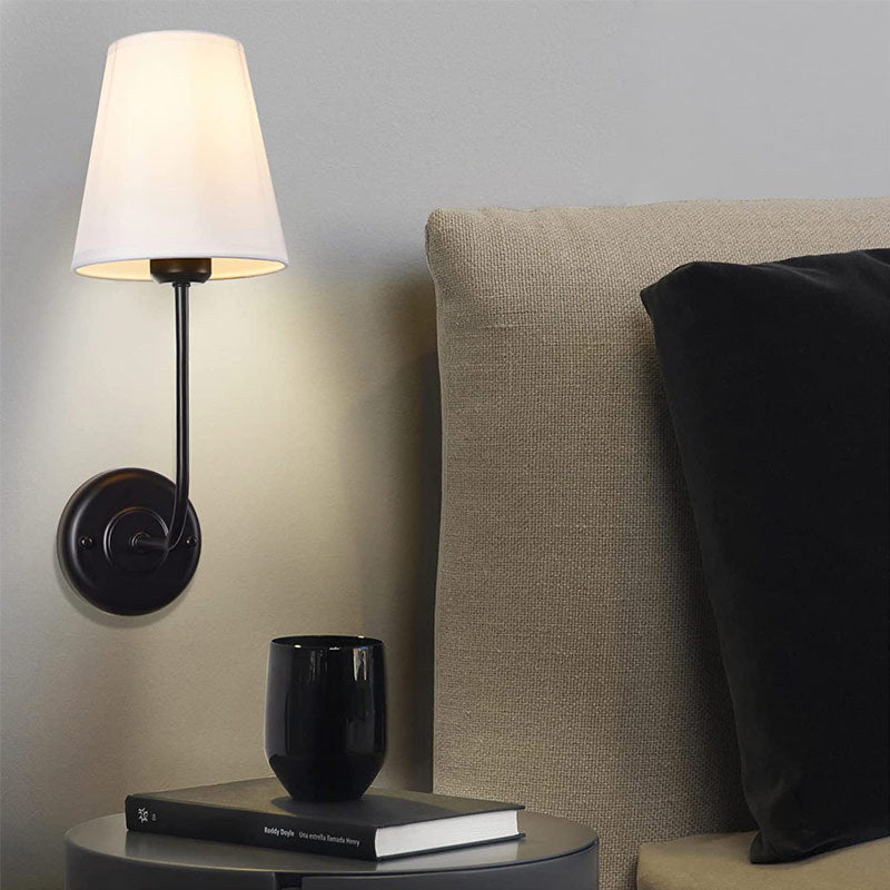 Modern Wall Sconce  Brass Arm Linen Shade - Product detail 6