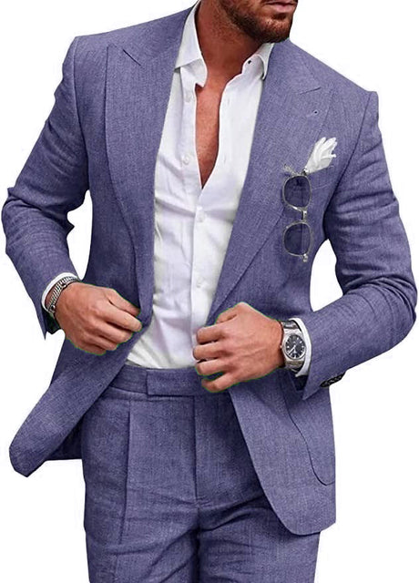Linen Business Suit  Modern Slim Fit Two-Piece - Product detail 10