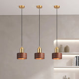 Modern Japanese Pendant Light  Brass Black Cylinder Design - Product detail 4