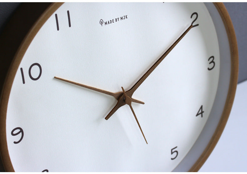 Minimalist Wall Clock  Natural Wood Frame with Rose Gold Numbers - Product detail 4