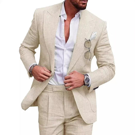 Linen Business Suit  Modern Slim Fit Two-Piece - Product example
