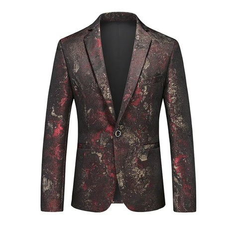 Abstract Pattern Blazer  Red Black Textured Design - Product showcase