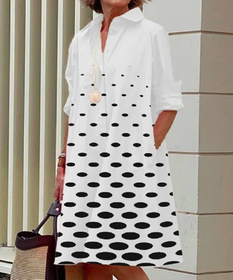Artistic Cotton Shirt Dress  Black Silhouette Print Design - Product detail 10