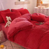 Plush Velvet Bedding Set  Soft Pink Duvet Cover with Pompom Trim - Product detail 29