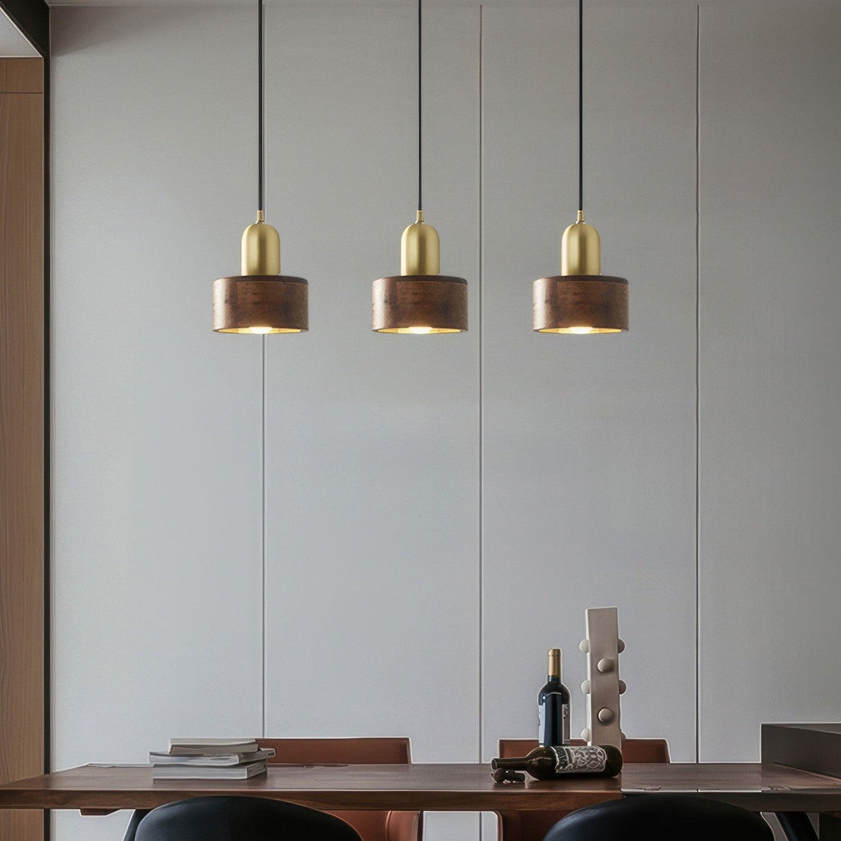Modern Japanese Pendant Light  Brass Black Cylinder Design - Product detail 6