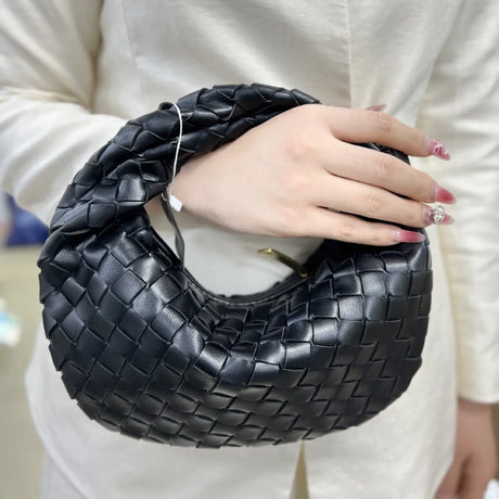 Woven Leather Hobo Bag  Intrecciato Pattern Design - Product showcase