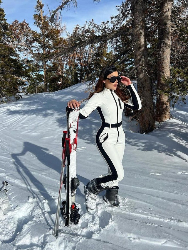 Womens Winter Ski Suit  Insulated Belt Design With Contrast Panels - Product showcase