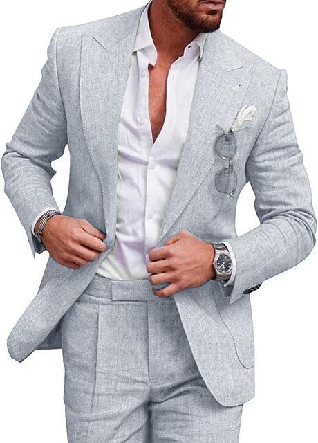 Linen Business Suit  Modern Slim Fit Two-Piece - Product detail 11