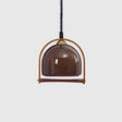 Bauhaus Pendant Light  Glass Dome Wood Frame Design - Product showcase