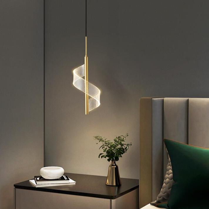 Modern LED Pendant Light  Spiral Gold Metal Design - Product detail 4