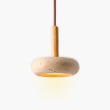 Natural Stone Pendant Light  Yellow Travertine With Wood Accent - Product detail 13