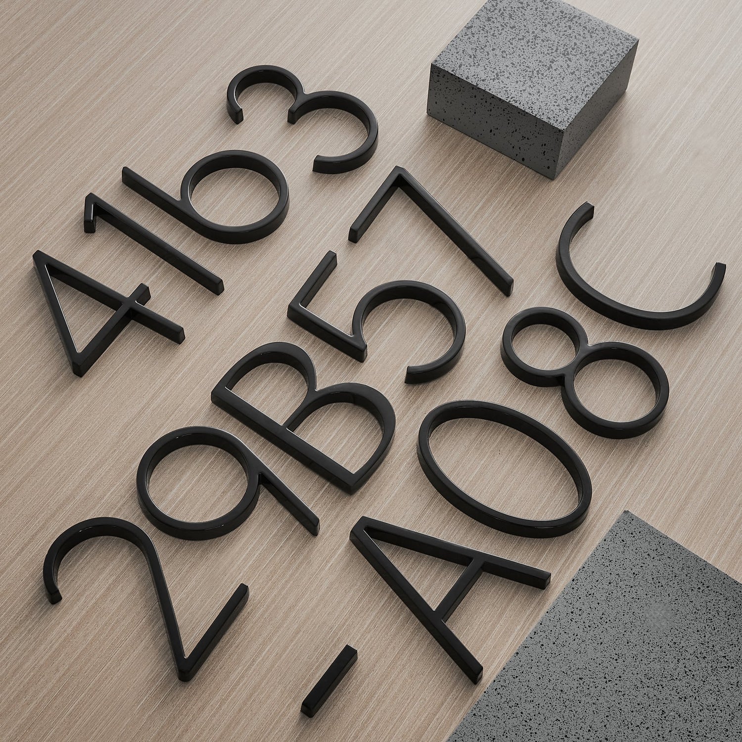 Modern Black House Numbers  Weatherproof Zinc Alloy Design - Product showcase