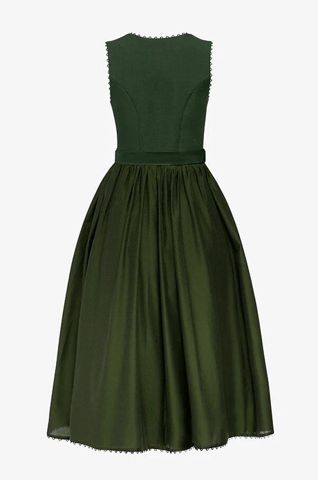 Traditional Dirndl Dress  Forest Green with Lace Trim - Product example